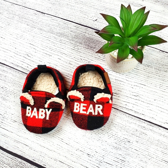 baby bear plaid slippers